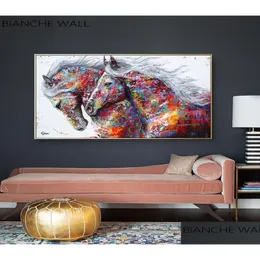 Dipinti Colorf Cavalli Immagine decorativa Tela Poster Nordic Animal Wall Art Print Pittura astratta Modern Living Room Decoratio Dhfeu