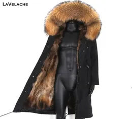 men039s fur faux lavelache waterproof winter coat men xlong parkas real liner natural raccoon jolar hood shick dark male jack6794594