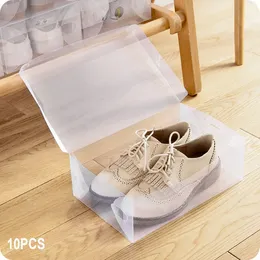 10pcs Shoes Box Transparent Drawer Case Plastic Shoe Boxes Stackable Box Shoe Organizer Shoebox storage Shoe Rack 240219