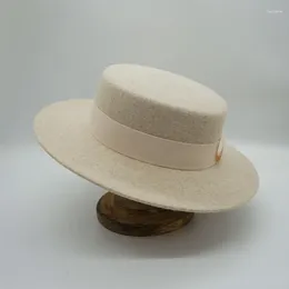 Berretti 202408-pan-beige Grace Inverno Farina d'avena Colore Feltro di lana Gran Bretagna Classico Fedora Cap Uomo Donna Tempo libero Panama Jazz Hat