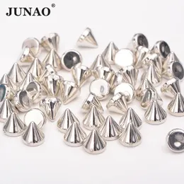 JUNAO 8mm 10mm Argento Colore Oro Borchie Spikes Plastica Rivetto Decorativo Punk Rivetti Per Abbigliamento In Pelle Creazione di Gioielli Artigianato 240219