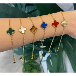 Designer smycken lyxarmband Vanca Nytt fyra bladgräs Agat Lucky Armband för kvinnor Summer Rose Gold Nisch Ny live streaming