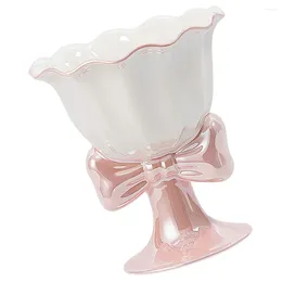 Wine Glasses Ceramic Ice Cream Bowl Footed Dessert Milk Cup Decorative Snack Serving