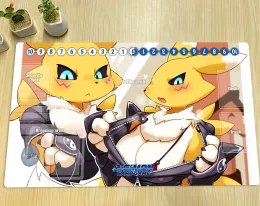 Pads Digimon Playmat Renamon Board Game Duel Mat DTCG CCG Trading Card Game Mat Custom anime Mouse Pad Desk Desk Hage Free