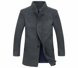 Vintage stil vinterlånga ullrockar för män enkel täckt knapp plus storlek överrock elegant affärsgravrockar3656870