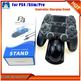 يقف الشحن السريع لـ PS4 Dock Dual Controllers Charger Charge Charge Station Gamepad Base لـ PlayStation 4 PS4/Pro/Slim