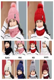 New Winter knitted Beanies Hats Women Thick Warm Beanie Skullies Hat Female knit Letter Bonnet Beanie Caps Outdoor Riding Sets1681333