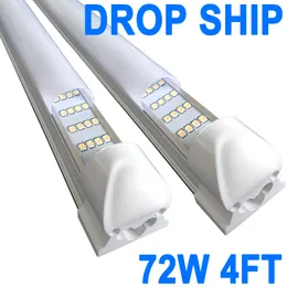 LED Shop Light Fixture, 4FT 72W 6500K Cold White, 4 Foot T8 Integrated LED Tube Lights, Plug in Warehouse Garage Lighting, 4 Rows, High Output, Linkable crestech