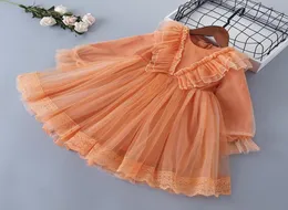Girl039s Dresses 37 Years High Quality Spring Girl Dress 2022 Lace Chiffon Flower Draped Ruched Kid Children Clothing Princess5180693