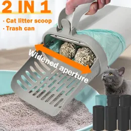 Nuova paletta per lettiera per gatti, pala per lettiera con sacchetti di ricarica, base autopulente, lettiera per gatti, pala, strumenti per la pulizia della toilette, articoli per animali domestici