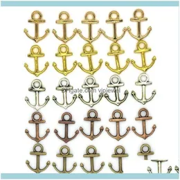 Fyndkomponenter smycken1000pcs 14x19mm diy smycken aessory 5 färger brons sier guld färg legering vintage hav förankring charms244z