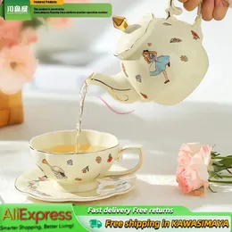 Kawasimaya Year Valentine Valentine Ceramic Teapot Teaware Sets Coffee Cuck Dish Girting Hight for Girls Wedding Moving Home Home 240227