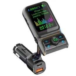 Lettore Trasmettitore FM per auto Lettore MP3 Ricevitore AUX da 3,5 mm USB QC3.0 Tipo C PD 20W Vivavoce per auto