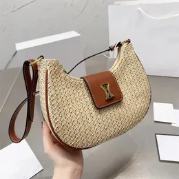 2024 Woman Crossbody Straw Beach Bags Designer Bag Luxury Shoulder Bags Small Lady Hobo Handväska blixtlås Black Brown Top