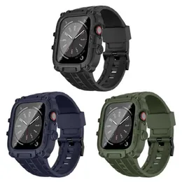 Designer TPU Smart Strap Case For Apple Watch Band with Tempered Glass Frame 44mm 45mm Silicone Watch Bands For iWatch Series 12345678SE designerGUQRGUQR