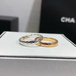 Designer-Ring, luxuriöse Designer-Ringe für Damen und Herren, Ringe mit Rautenmuster, goldene Buchstaben, modische Paarringe, Verlobung, trendige Urlaubsgeschenke