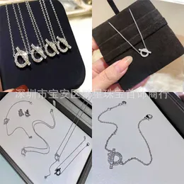 S925 sterling silver small Q pig nose necklace for women 18K full diamond earrings pig nose pendant collarbone chain versatile gift