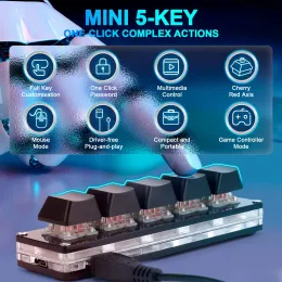 Keyboards Cherry 5 Keys OSU Keypad Mini Macro Mechanical Keyboard Gaming Programmable Multimedia Control DIY Keyboard For CAD Photoshop