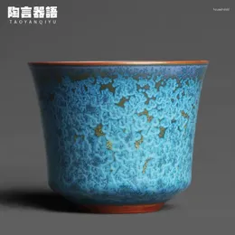 Tea Cups Yuzhou Jun Kiln Floating Blue Sapphire Large Personal Cup Raw Mineral Oil Drops Tianmu Personality Kung Fu Ceremony