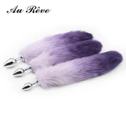 One Purple Pelliccia sintetica Coda di volpe Butt Plug Plug anale in metallo Giocattoli adulti del sesso Giocattoli anali coda Prodotti del sesso per donna Uomo Coppia AuReve S9243246551