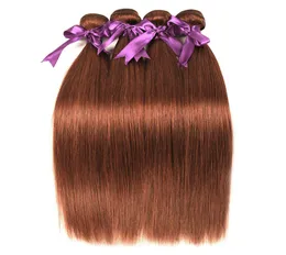 Straight Colored Hair Bundles Brazilian Virgin Straight Hair Pure Color 33 Dark Auburn 4 Bundles Human Hair Weaves Extension 1021045551
