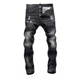 TR APSTAR DSQ SLIM BLACK MENS JEANS COOL GUY Джинсы HOLE ROCK ROCK Случайный дизайн расстроенный джинсовый джинсы DSQ 394