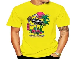 Men039s TShirts Riot Society Short Sleeve T Shirts Tropical Skeleton Flamingo Black Adults Casual Tee Shirt6514656