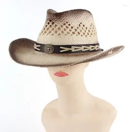 Berets Denim Hat Fashion Cut-out Handmade Straw Men's Summer Outdoor Travel Beach Unisex Pure Color Western