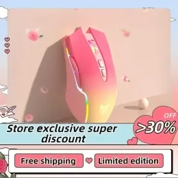 Mice Original CW905 Cute Pink Wireless Gaming Mouse RGB Marquee Rechargeable Desktop Computer Notebook Mouse