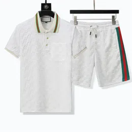 여름 디자이너 남성용 T 셔츠 남자 라펠 짧은 슬리브 레터 편지 자카드 인쇄 인쇄 짧은 바지 트랙 슈트 세트 캐주얼 달리기 조깅 스포츠웨어 땀복
