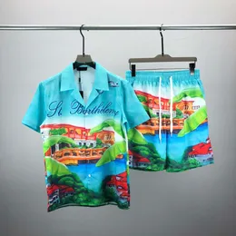 Tracksuit Set Fashionhawaii Designer Men Casual Shirts Set Floral Letter 3D Print Summer Seaside Holiday Beach Shirts kostymer 044