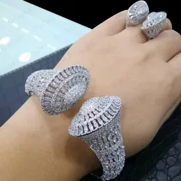Godki Trendy Luksusowa disco piłka do układania biżuterii dla kobiet ślub ślub AAA Cubic Zircon Dubai Party Bransoletka Pierścienie 240228