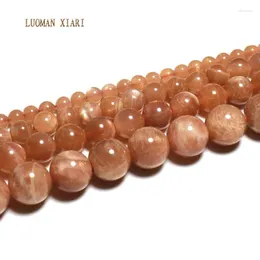 Lösa ädelstenar Luoman Xiari Natural AAA Round Sunstone Stone Pärla för smycken som tillverkar DIY -armband Halsband Material 4/6/8/10mm Strand 15 ''