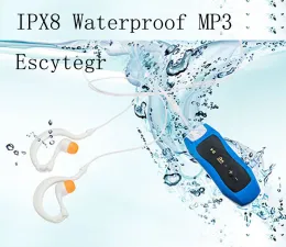 Jogadores 4GB/8G IPX8 MP3 Player Sports Sports Mp3 com FM Swimming Diving Ear