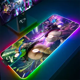 Pads League of Legends Jinx Mouse Pad Sexy Girl Rgb Large Mouse Pad Gamer Accessories Laptop PC Luminous Led Desk Keyboard Carpet Mat