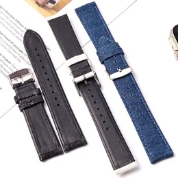 Watch Bands EACHE Herringbone Tweed Strap Genuine Leather Watchband Grey Band 18mm 20mm 22mm 230718