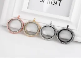 5pcslot 30mm30mm 전체 모조 다이아몬드 라운드 플로팅 유리 로켓 펜던트 핏 플로팅 매력 DIY 보석 만들기 5848213