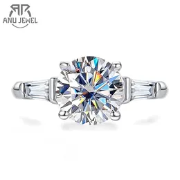 Anujewel 3CT nişan yüzüğü d renk 925 STERLING Gümüş GRA Sertifikası 3stone Alyans Kadınlar için 240227