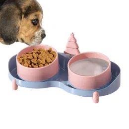 먹이 더블 개 그릇 기울어 진 개 고양이 물과 음식 그릇 작은 중간 큰 개 고양이 애완 동물 사료 수유자 강아지를위한 애완 동물 그릇