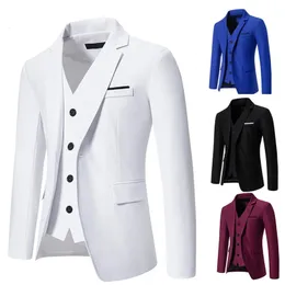 Mens Casual Business Blazer Fashion False Twopiece Suit Banquet Wedding Slim Jacket 240223