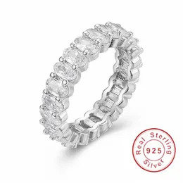 925 SILBER PAVE Kissenschliff VOLLSTÄNDIG QUADRATISCH Simulierter Diamant CZ EWIGKEITSBAND VERLOBUNG HOCHZEIT Steinringe Größe 5 6 7 8 9 10 11 12291I