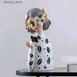 Other Home Decor Creative Resin Crafts Figure Sculpture Holiday Girls Cartoon Ornaments Cute Tabletop Furnishings Decorative Figurines Home Decor Q240229