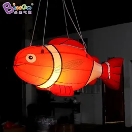 wholesale 3mL (10ft) Inflatable Lighting Cartoon Clown Fish Balloons Models Inflation Ocean Theme Decoration For Advertising Event With Air Blower Toys Sports