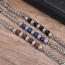 Link pulseiras letapi 2024 moda 316l aço inoxidável grânulo pulseiras para homens punk vintage pedra pulseira casamento jóias presentes