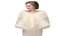 Cms09 futra nowożeńca ukradła styl vintage Faux Fur Winter Wedding Płaszcz Płot ślubny Wrap Fur Fort Bridal Stole Stole Stole Faux Fur Cap9798028
