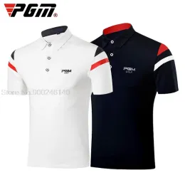 Skjortor golf t shirt pgm mäns korta ärm skjortor sommar andas elastiska avslappnade uniformer sport golf tennis slitage golfkläder mxxl