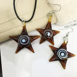 1Sets Drown Star Starfish Lampwork Jewelry Murano Glass Necklace Earrings For Women Cheap Items With Jewelry Set