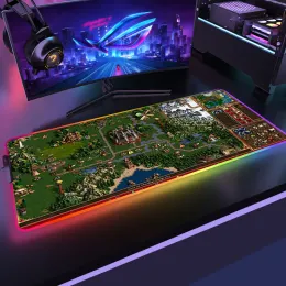 Pads Großes Mausepad Tastatur Schreibtisch Teppich Heroes of Might and Magic 3 Karte RGB Gaming MauspadSpiel Gummi Noslip LED Mousepad Gamer