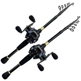 Ręczyny Ghotda Fishing Reel and Telescopic Rod 1,6 m 1,8 m 2,1 m 2,4 m pręta wędkarska i 8.1: 1 Zestaw kołowrotka rybackiego kołowrotka