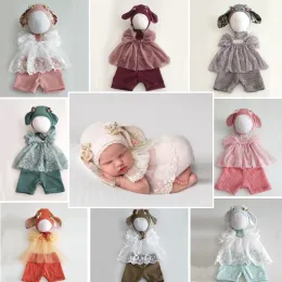 Imposta Costumi per fotografia per bambina Cappello da coniglietto carino Pantaloncini Lce Top 3 pezzi Set Immagine per souvenir per neonato 100 giorni